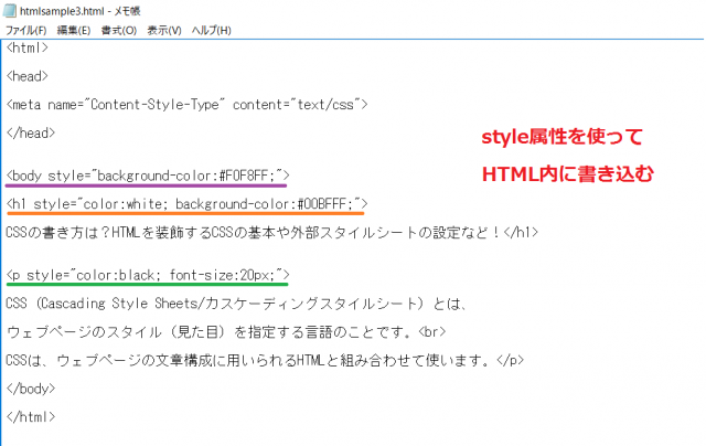 HTMLタグ内に書き込み