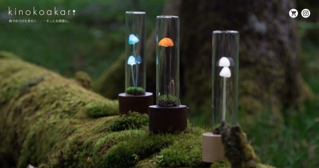 きのこあかりHPのスクリーンショット