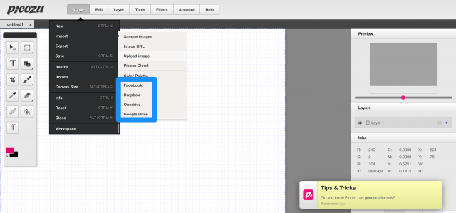 picozuの画像インポート画面