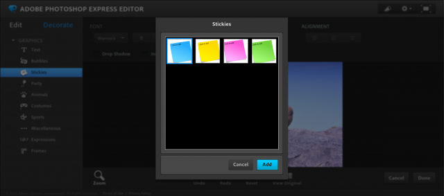Photoshop Express Editorの付箋