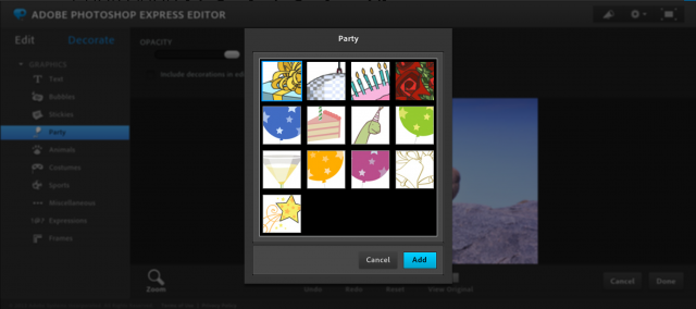 Photoshop Express Editorのスタンプ