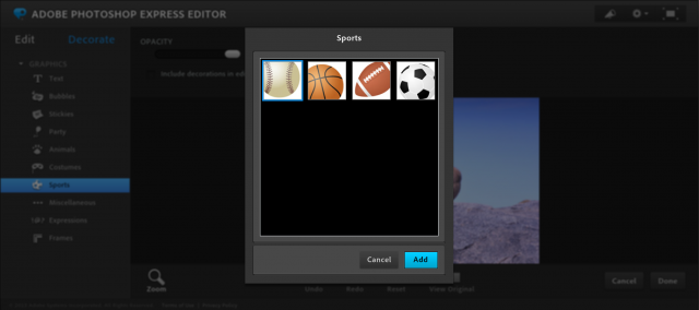 Photoshop Express Editorのスタンプ