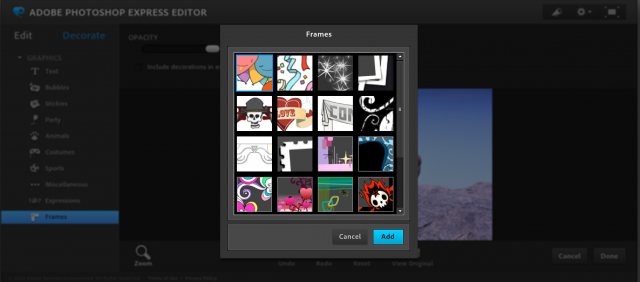 Photoshop Express Editorのフレーム