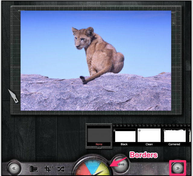PIXLR o-maticのBordersの加工画面