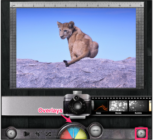 PIXLR o-maticのオーバーレイの加工画面