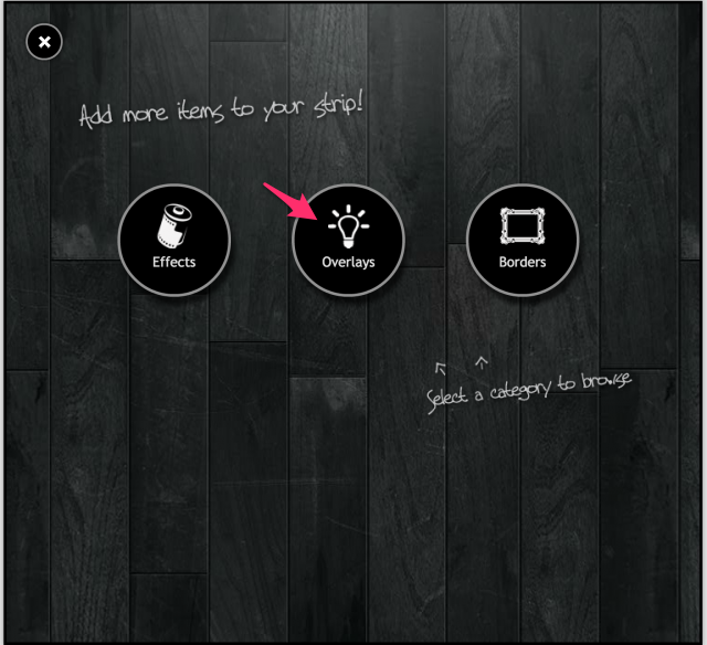 PIXLR o-maticのOverlays追加画面