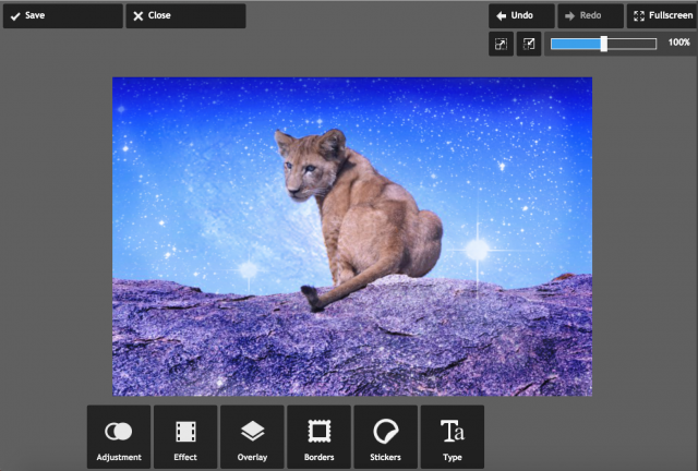 PIXLR expressのヒストリーブラシを使って、被写体を加工前に戻す