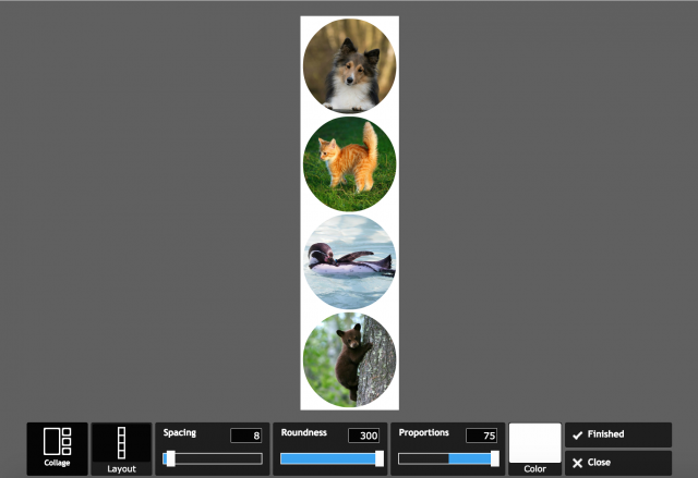 PIXLR expressのコラージュの加工画面