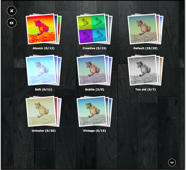 PIXLR o-maticのEffects追加画面