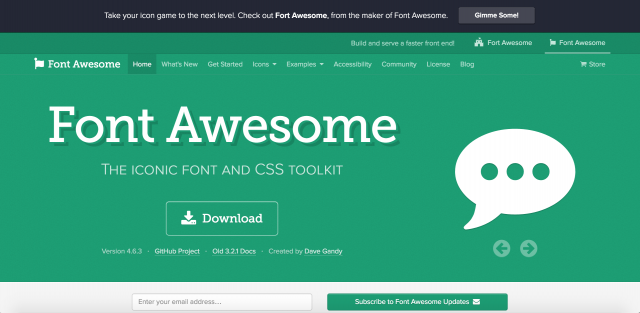 Font Awesomeのトップページ