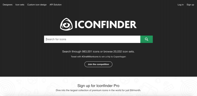 ICONFINDERのトップページ