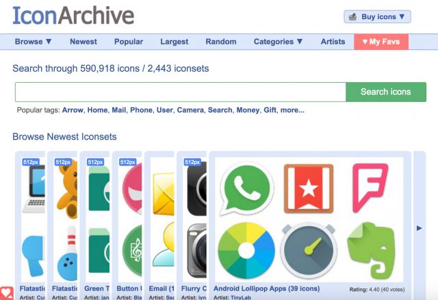 IconArchiveのトップページ