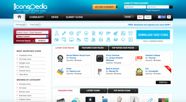 iconspediaのトップページ