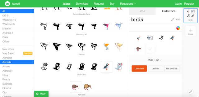 Icons8のコレクション機能
