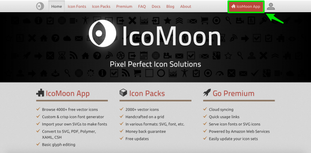 IcoMoonのトップページ