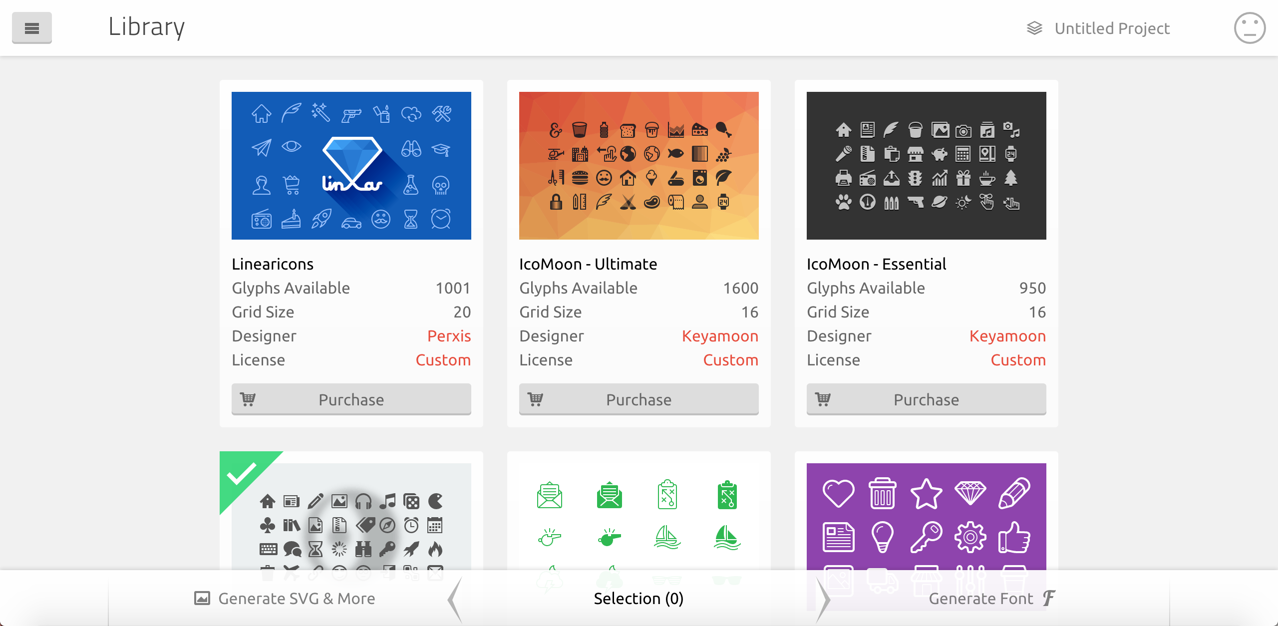 IcoMoon Appのライブラリ