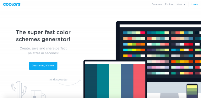 Coolorsのトップページ