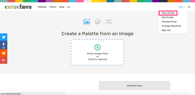 プロフィール画面を確認