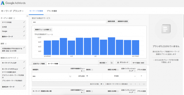 キーワードプランナー