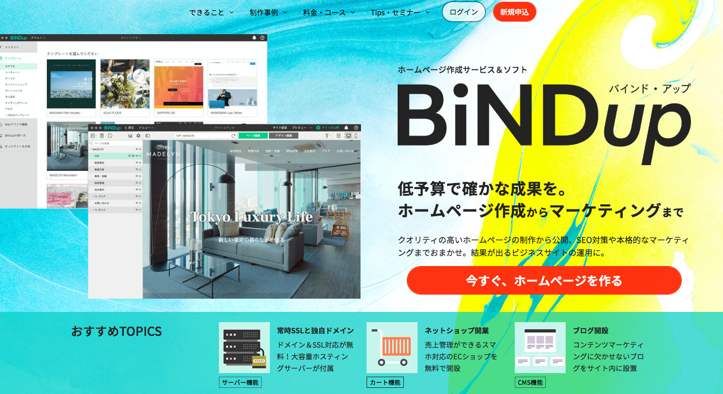 BiNDupの公式サイトの画像